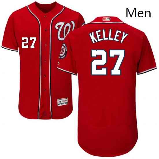Mens Majestic Washington Nationals 27 Shawn Kelley Red Alternate Flex Base Authentic Collection MLB Jersey